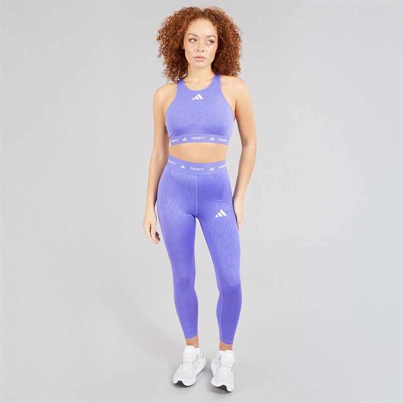 adidas Womens Techfit Printed 7/8 Leggings Semi Cobalt Blue