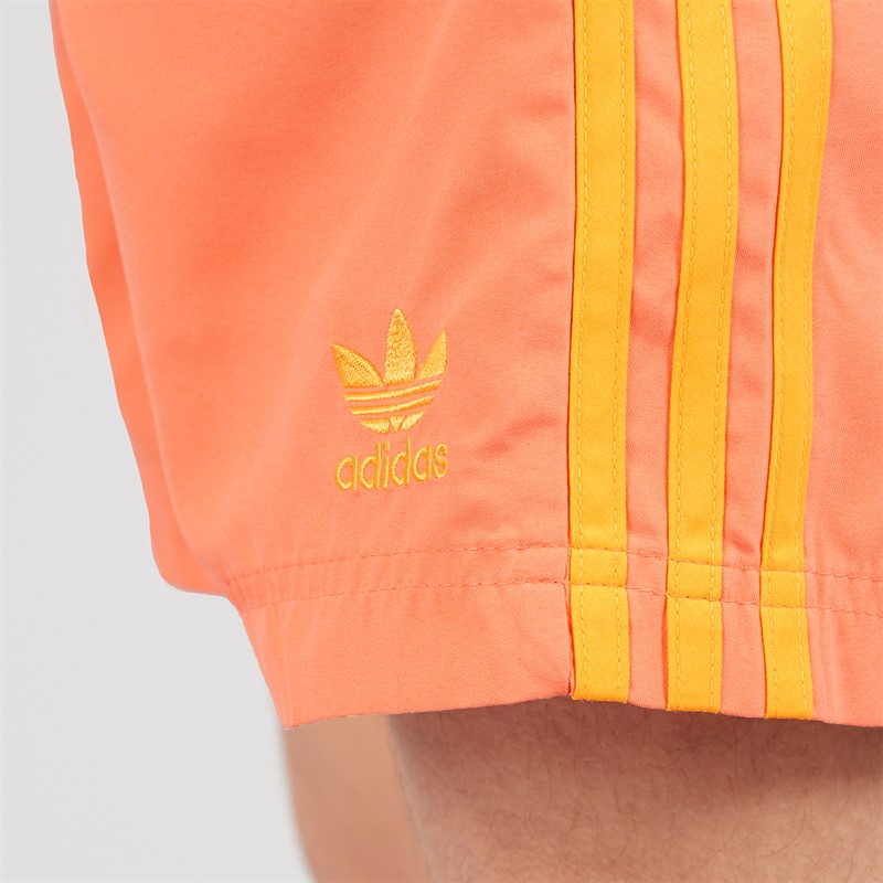adidas Mens Adicolor 3-Stripes Eight Inch Swim Shorts Semi Coral