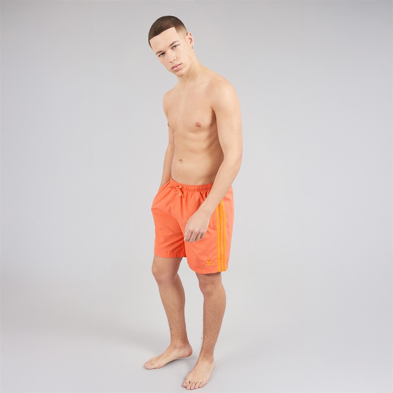 adidas Mens Adicolor 3-Stripes Eight Inch Swim Shorts Semi Coral