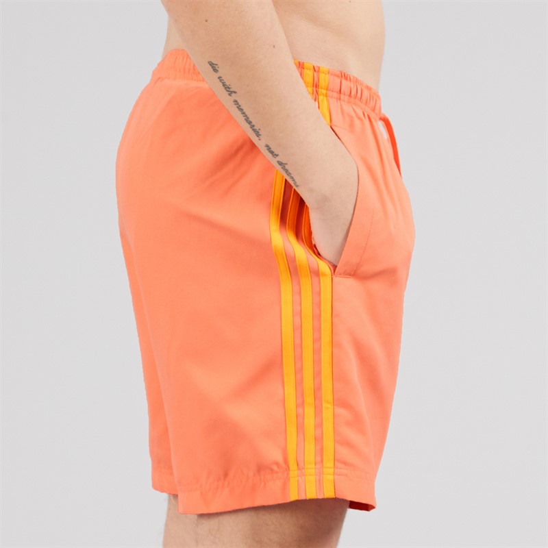 adidas Mens Adicolor 3-Stripes Eight Inch Swim Shorts Semi Coral