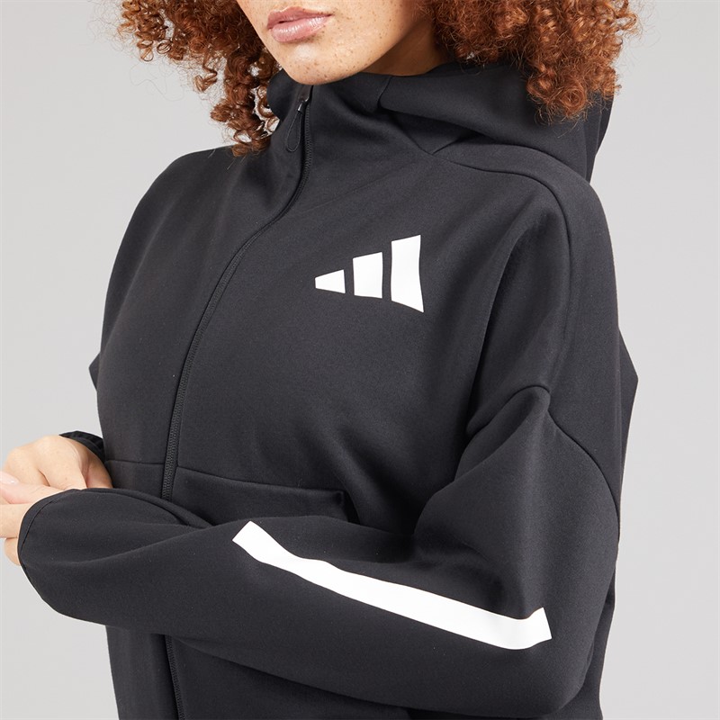 adidas Womens Z.N.E. Full Zip Hoodie Black/White