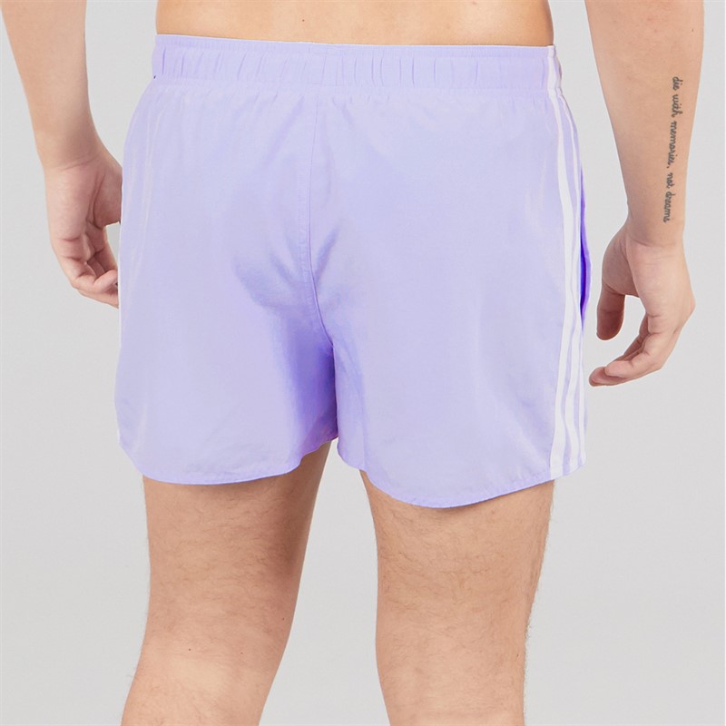 adidas Mens 3-Stripes Three Inch Swim Shorts Violet Tone/White