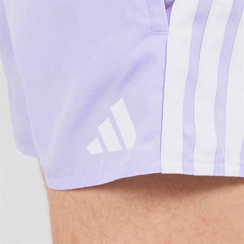 adidas Mens 3-Stripes Three Inch Swim Shorts Violet Tone/White