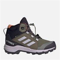 adidas Junior Terrex Mid Gore-Tex Waterproof Walking Boots Olive Strata/Silver Dawn/Amber Tint