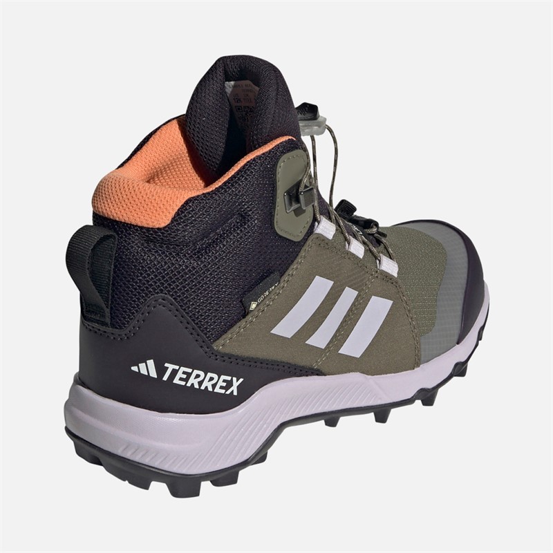adidas Junior Terrex Mid Gore-Tex Waterproof Walking Boots Olive Strata/Silver Dawn/Amber Tint