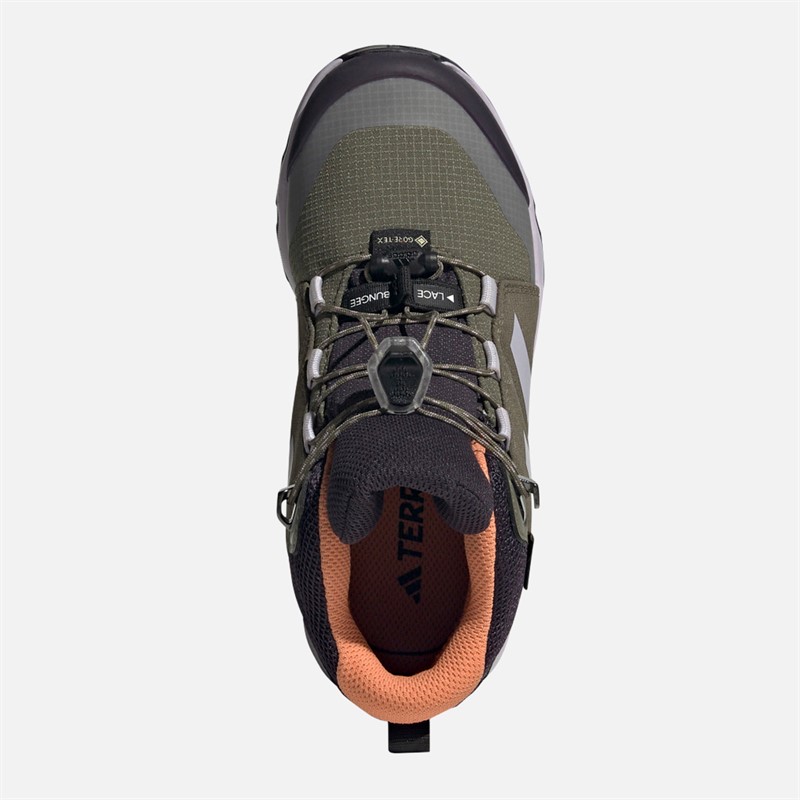 adidas Junior Terrex Mid Gore-Tex Waterproof Walking Boots Olive Strata/Silver Dawn/Amber Tint