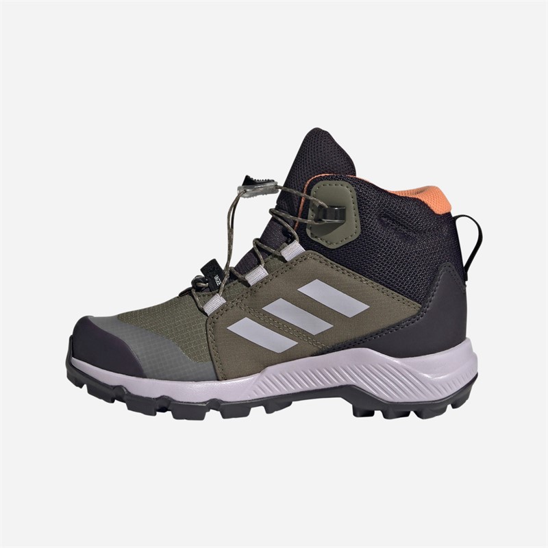 adidas Junior Terrex Mid Gore-Tex Waterproof Walking Boots Olive Strata/Silver Dawn/Amber Tint