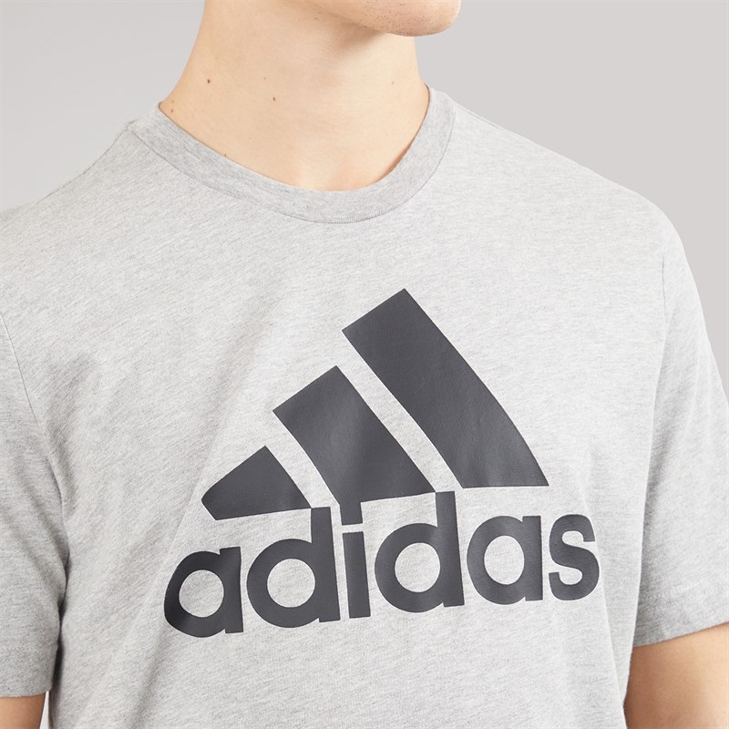 adidas Mens Essentials Big Logo T-Shirt Medium Grey Heather/Black