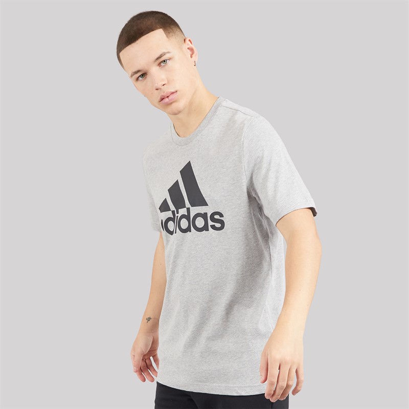 adidas Mens Essentials Big Logo T-Shirt Medium Grey Heather/Black