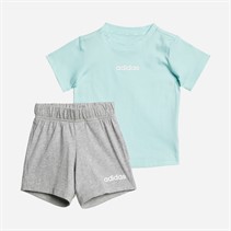 adidas Kids Linear Logo T-Shirt And Shorts Set Sea Foam Aqua/White