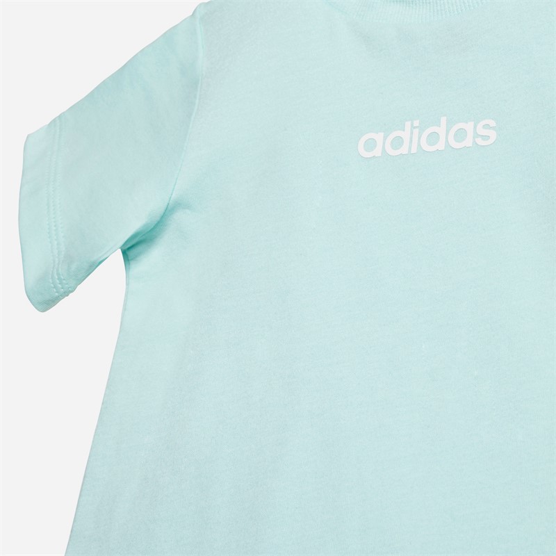 adidas Kids Linear Logo T-Shirt And Shorts Set Sea Foam Aqua/White