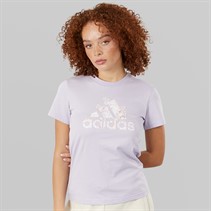 adidas Womens Floral Badge Of Sport Graphic T-Shirt Silver Dawn