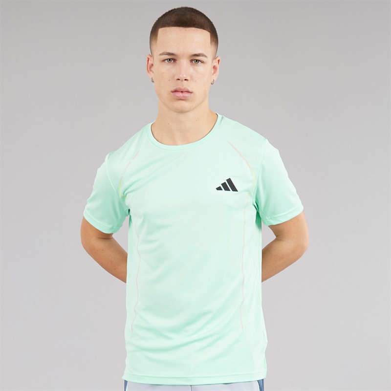 adidas Mens Tech Apparel Colorblock Training T-Shirt Semi Flash Aqua