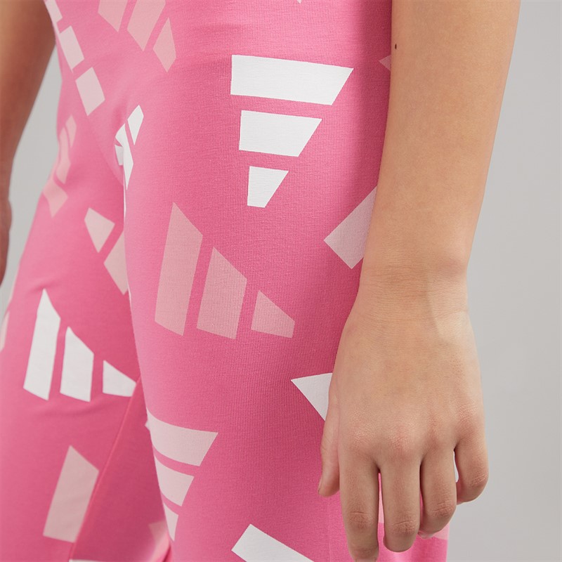 adidas Junior Girls Essentials AOP Logo Celebration Leggings Pink Fusion