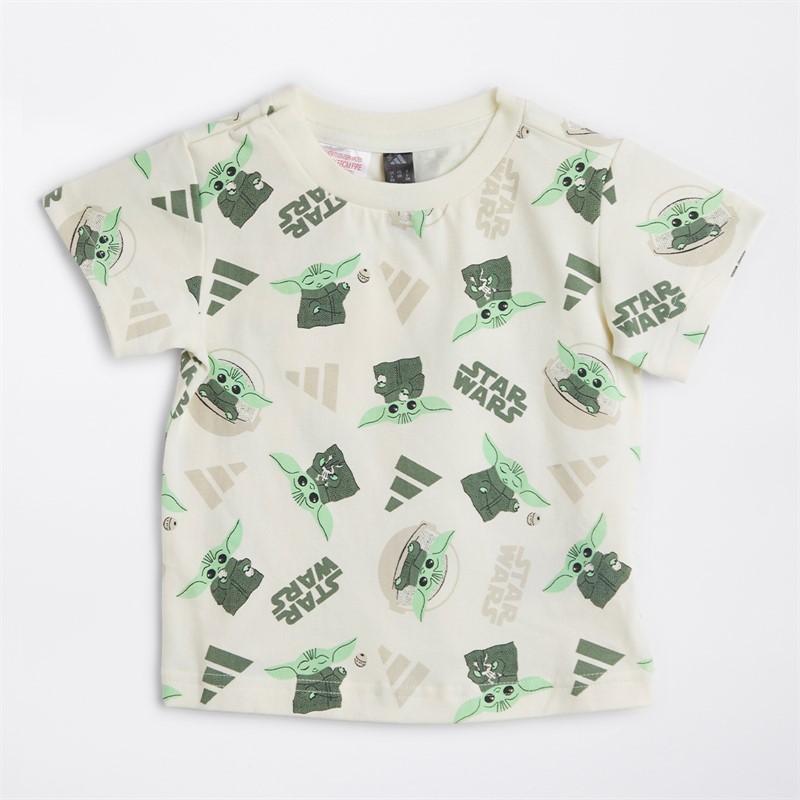 adidas Infant Star Wars Mandalorian T-Shirt And Shorts Set Off White/Multicolor