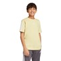 adidas Junior Junge Essentials 3 Streifen T Shirt Powder Yellow/Weiß