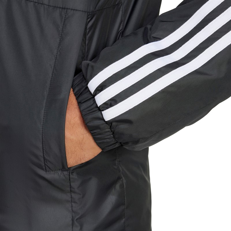 adidas Herren Essentials 3 Streifen Isolierte Kapuzenjacke Schwarz