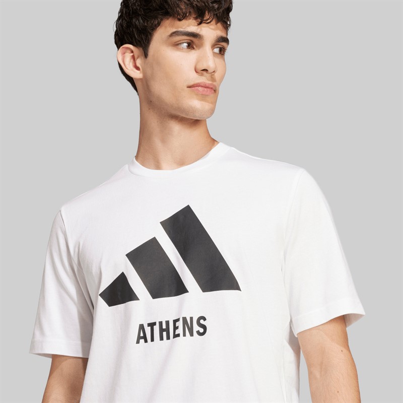 adidas Herren Logo Athen T Shirt Weiß