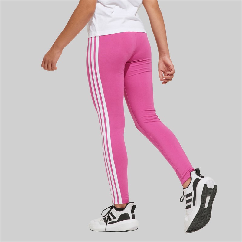 adidas Junior Mädchen Essentials 3 Streifen Leggings Semi Lucid Fuchsia/Weiß