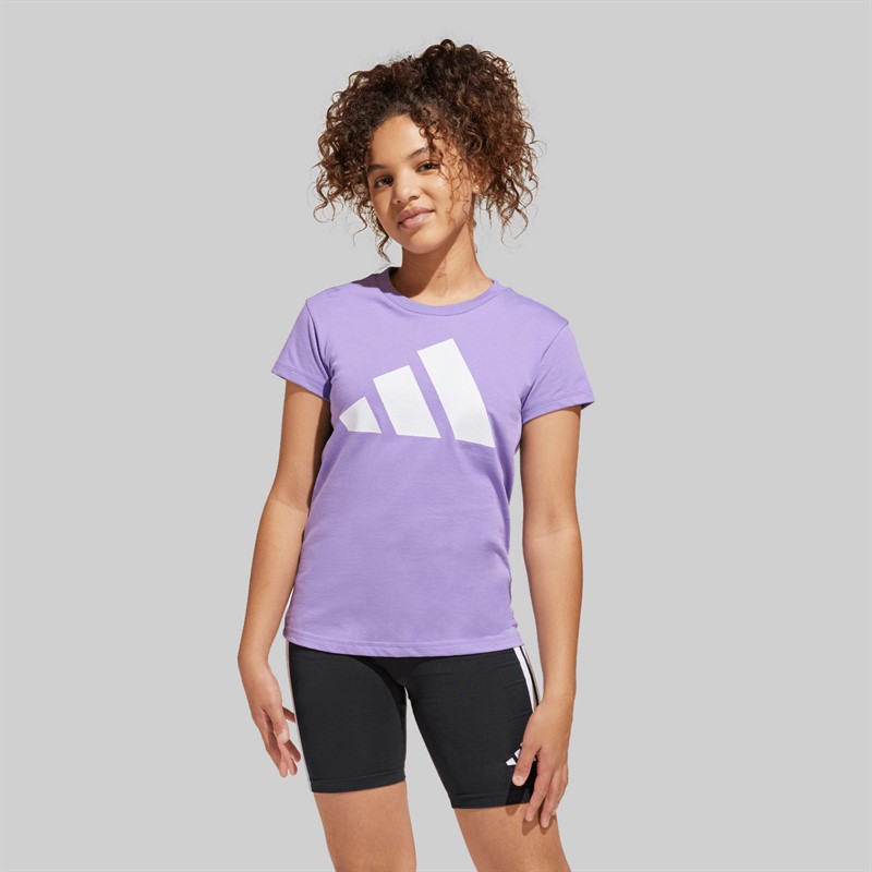 adidas Junior Mädchen Basics Logo T Shirt Violet Fusion/Weiß