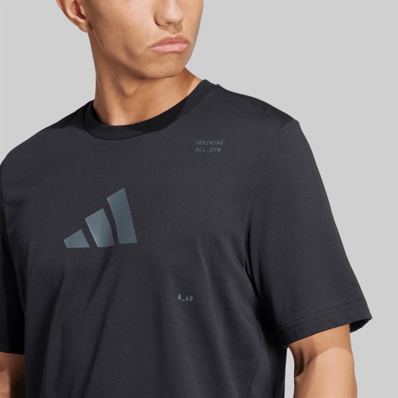 adidas Herren All Gym Kategorie Rücken Grafik T Shirt Schwarz/Grey Six
