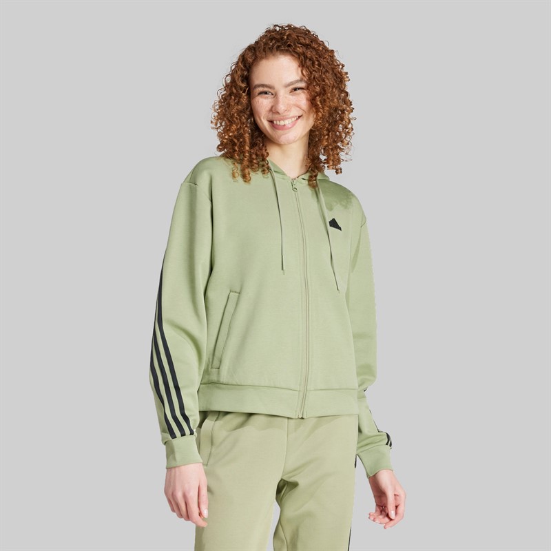 adidas Future Icons 3-Strips Full Zip Hoodie dla niej kolor Tent Green