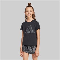 adidas Junior Mädchen Saisonale Basics Blumen T Shirt Schwarz/Multicolor