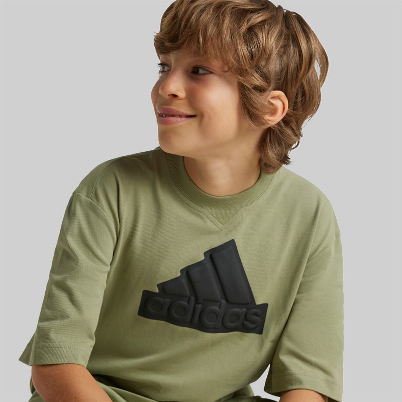 adidas Junior Junge Future Icons Logo T-Shirt Tent Green/Schwarz