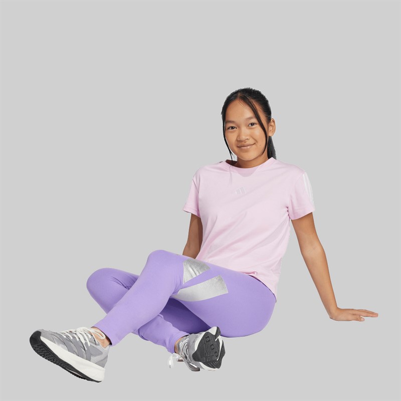 adidas Legginsy Glam dla dziewczynki kolor Violet Fushion/Silver Metallic