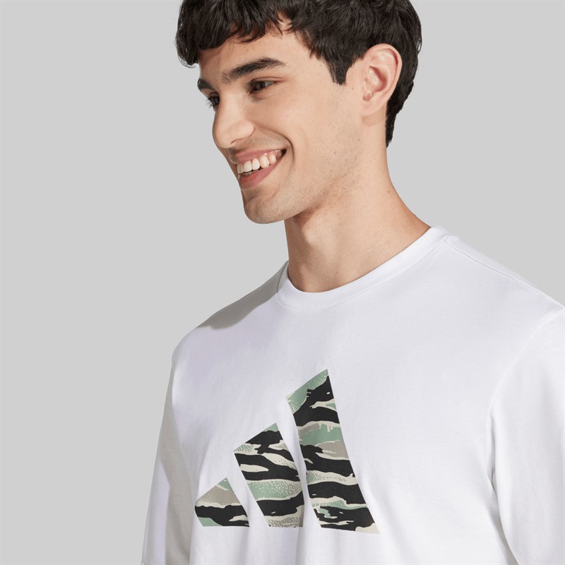 adidas Herren Codes Camo Grafik T Shirt Weiss