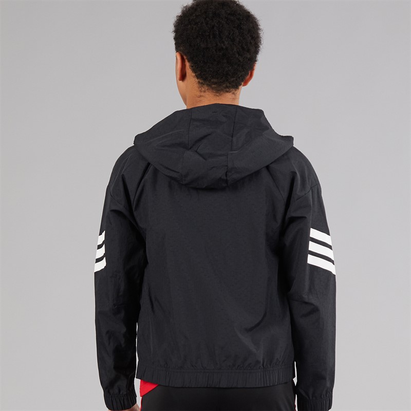 adidas Junior Drenge Future Icons 3 striber vævet træningsjakke Sort/Hvid