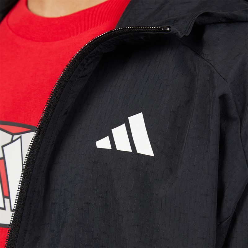 adidas Junior Drenge Future Icons 3 striber vævet træningsjakke Sort/Hvid