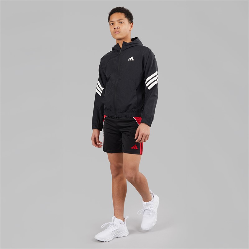 adidas Junior Drenge Future Icons 3 striber vævet træningsjakke Sort/Hvid