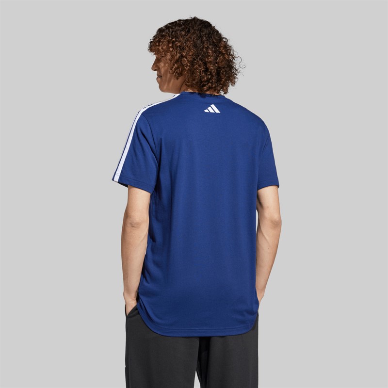 adidas Herren Codes College Linear Grafik T Shirt Dark Blue