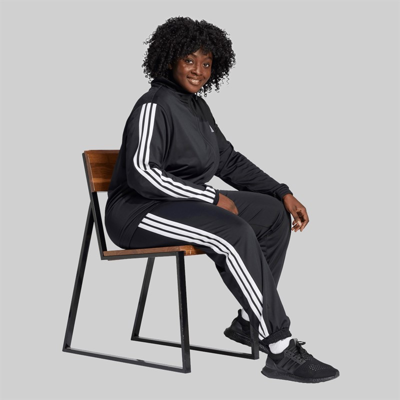 adidas Damen Übergrößen Trikot 3 Streifen Trainingshose Schwarz/Weiß