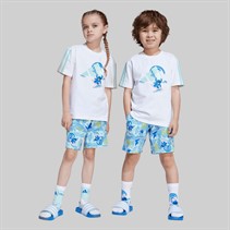 adidas Børn X Disney Lilo Og Stitch T Shirt Og Shorts Sæt Hvid/Semi Flash Aqua