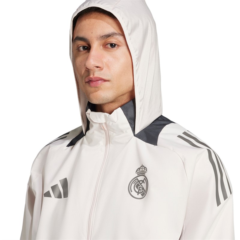 adidas Herren RMCF Real Madrid 24/25 Europäische Allwetter Jacke Putty Mauve/Dark Grey/Charcoal