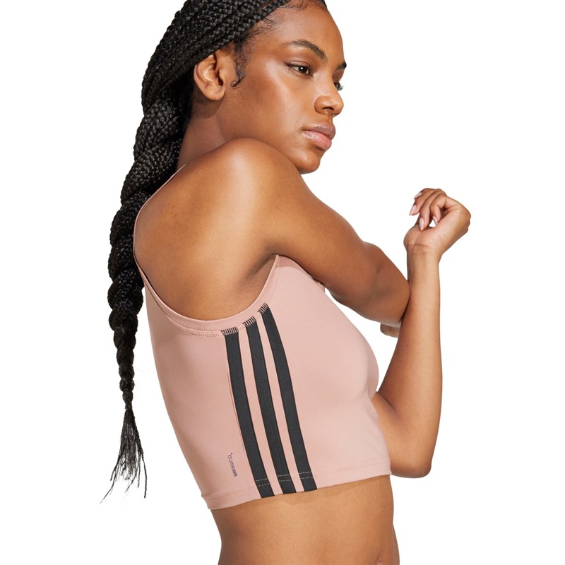 adidas koszulka bez rękawów Cropped Train Essentials 3-Stripes dla niej kolor Warm Clay/Czarny