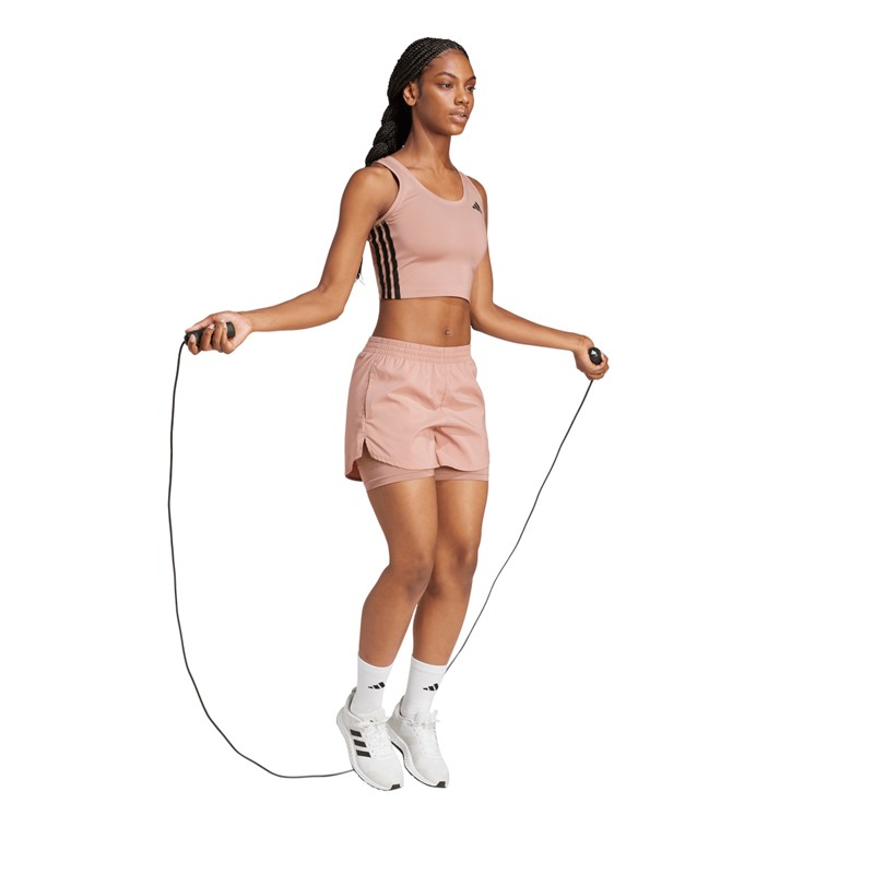 adidas koszulka bez rękawów Cropped Train Essentials 3-Stripes dla niej kolor Warm Clay/Czarny