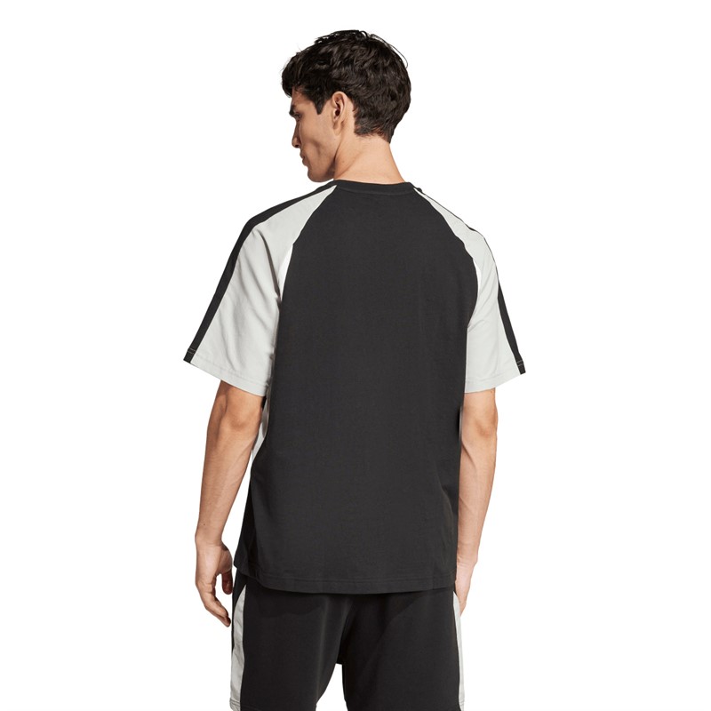 adidas Herren Saisonale Essentials Farbblock T Shirt Schwarz
