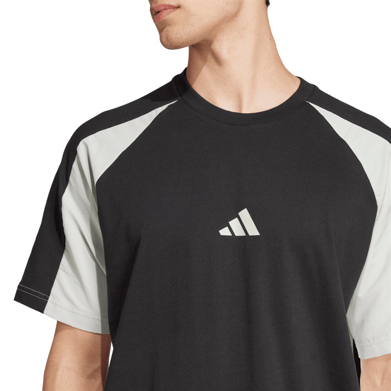 adidas Herren Saisonale Essentials Farbblock T Shirt Schwarz