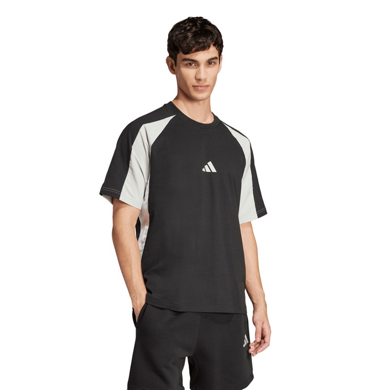 adidas Herren Saisonale Essentials Farbblock T Shirt Schwarz