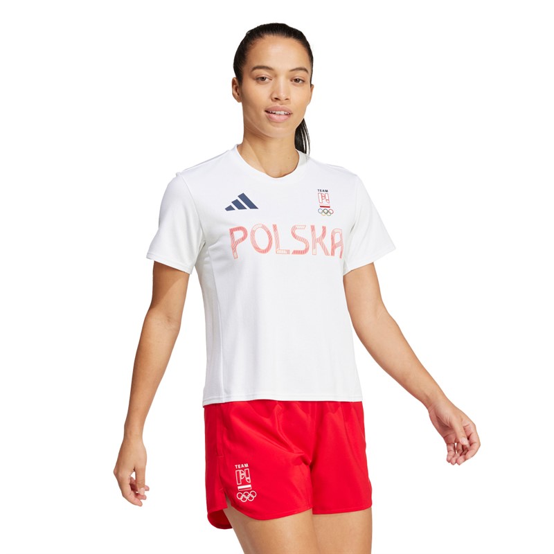 adidas Damen Team Polen Olympisches Trainings T Shirt Weiß