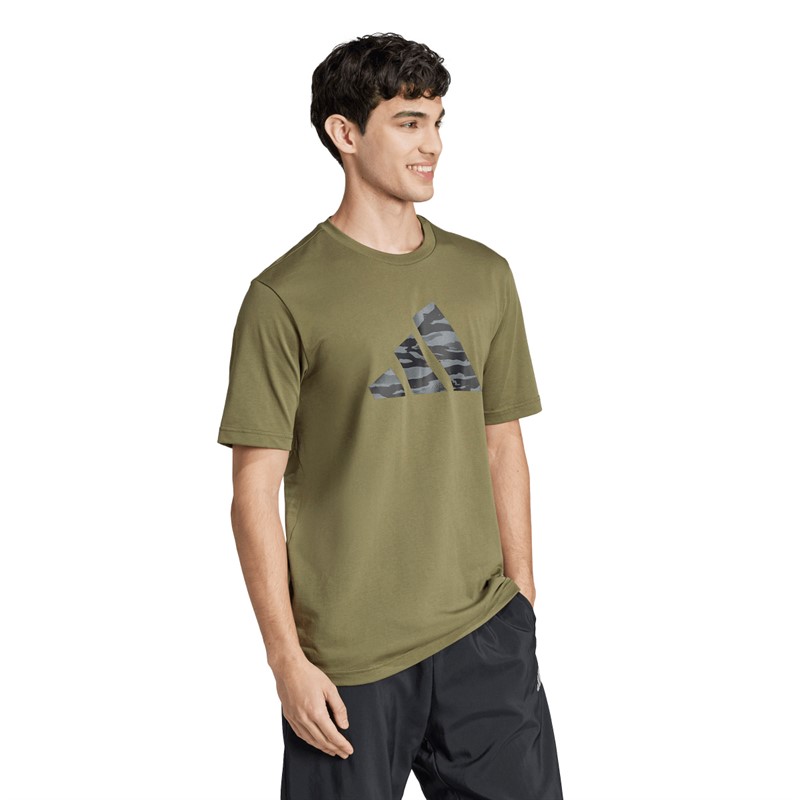 adidas Herren Codes Camo Grafik T Shirt Olive Strata