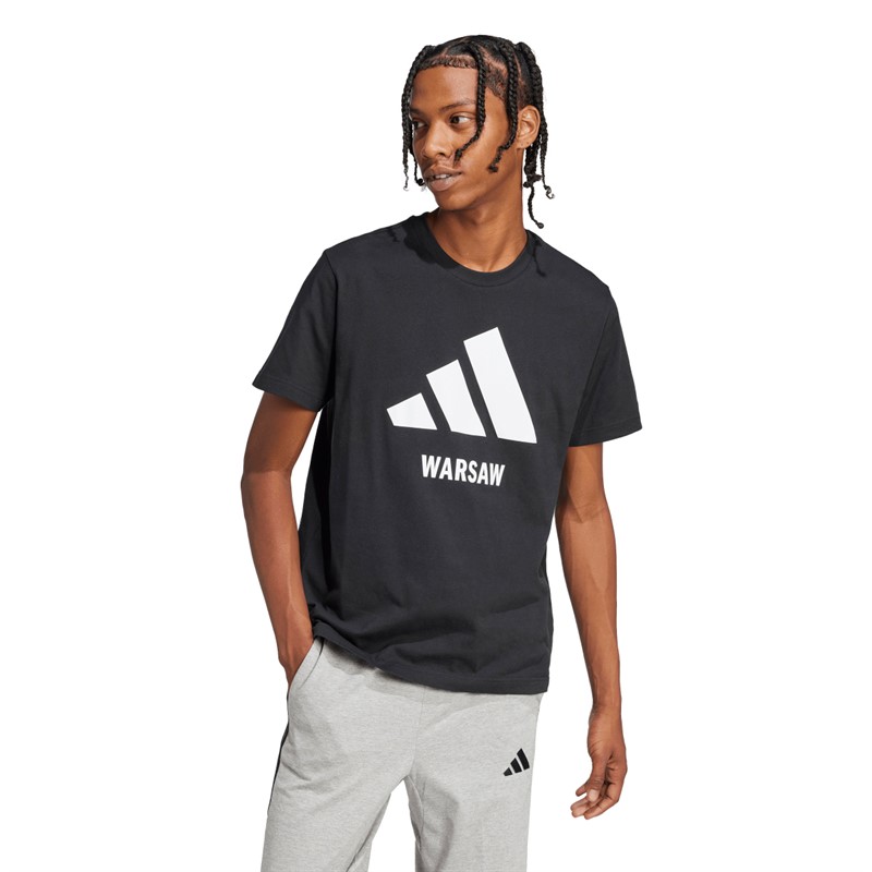 adidas Herren Warschau Logo T Shirt Schwarz