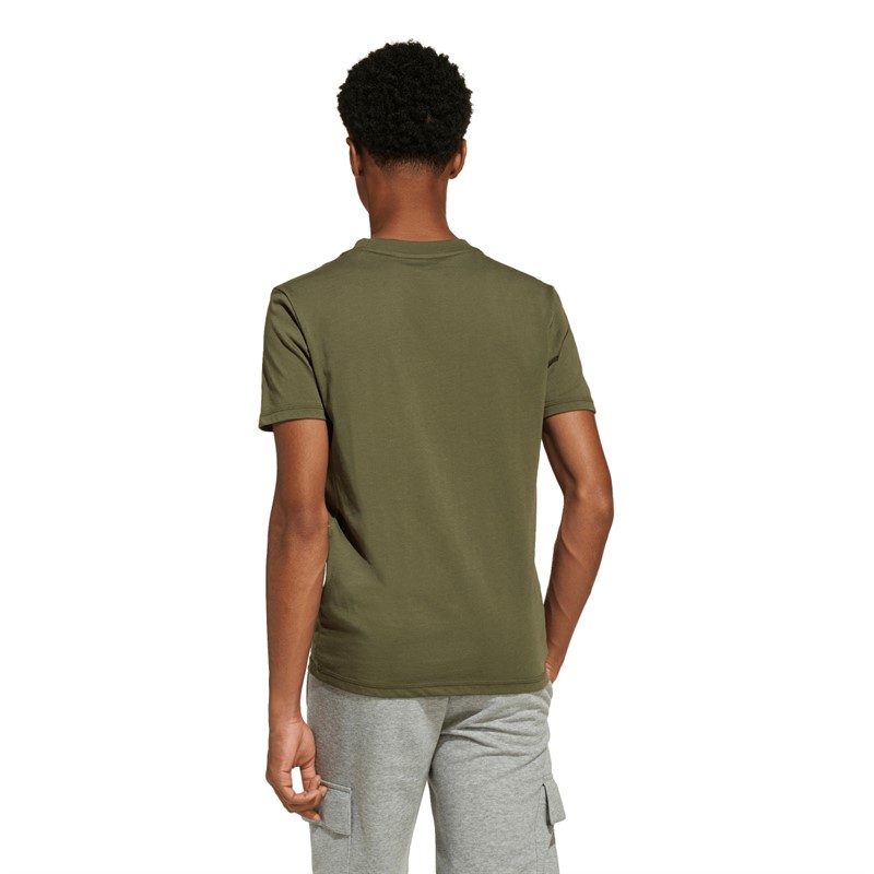 adidas Junior Junge Lineares Logo T Shirt Olive Strata/Schwarz