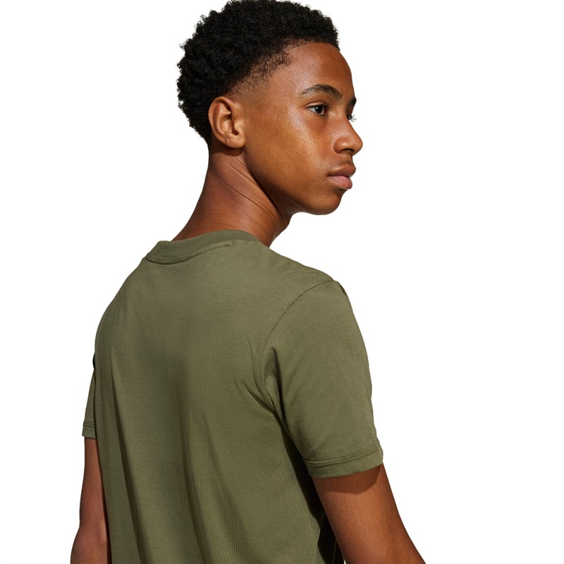 adidas Junior Junge Lineares Logo T Shirt Olive Strata/Schwarz