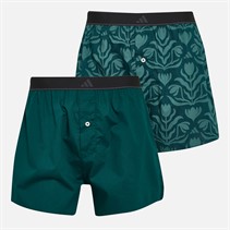 adidas Mens Two Pack Boxers Green Print