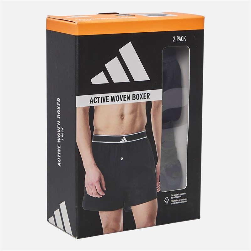 adidas Mens Two Pack Boxers Black/Print