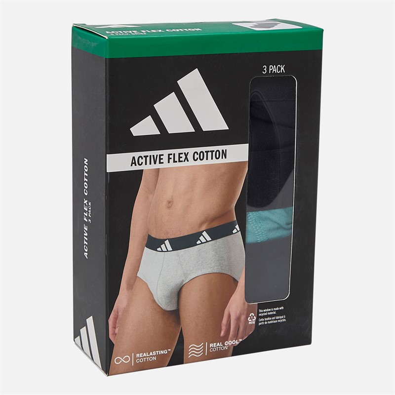 adidas Mens Three Pack Briefs Black/Green